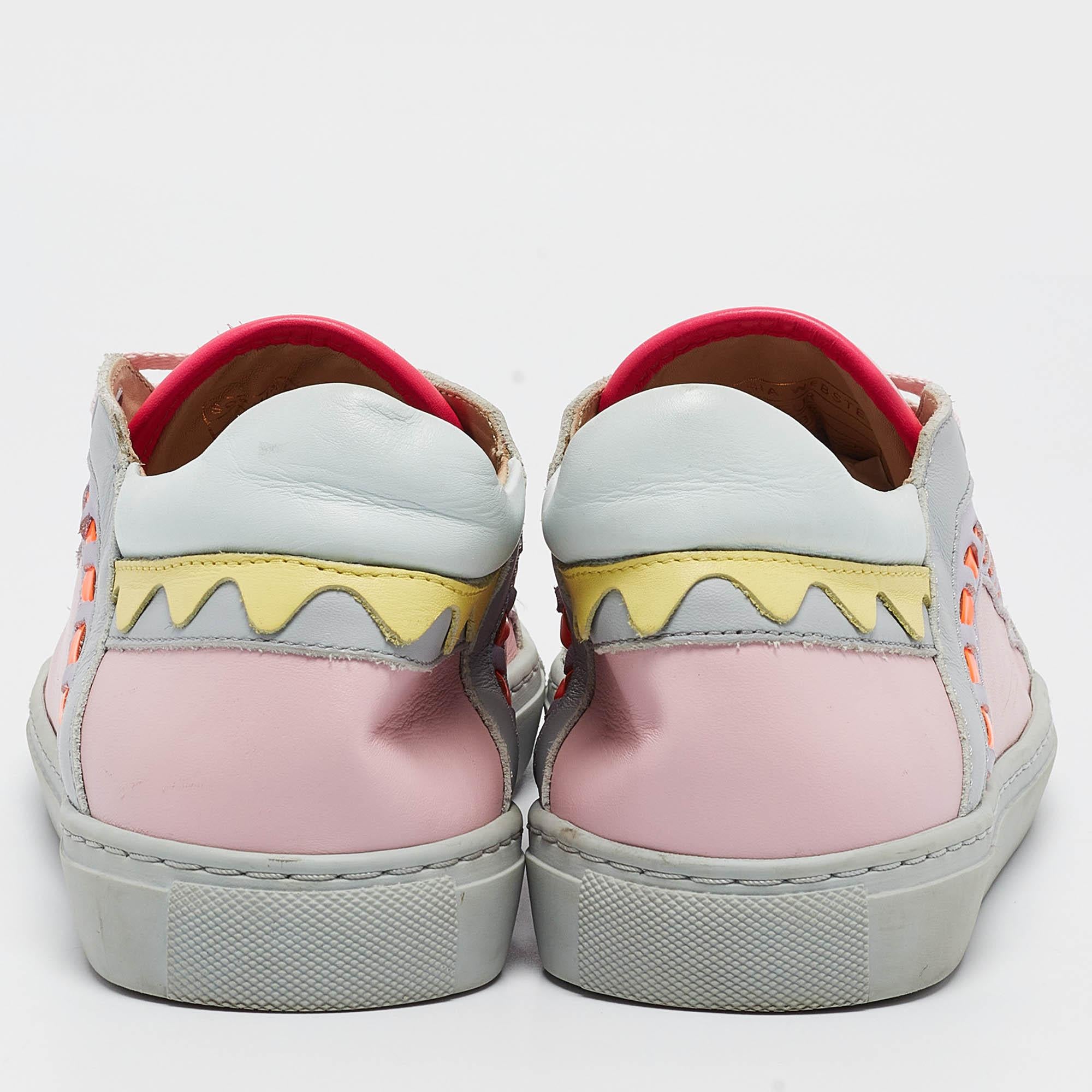 Women's Sophia Webster Multicolor Glitter and Leather Riko Sneakers Size 38.5 For Sale