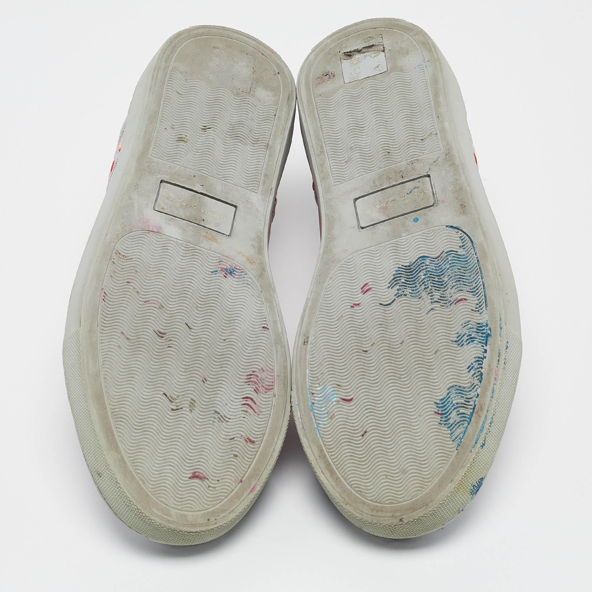 Sophia Webster Multicolor Glitter and Leather Riko Sneakers Size 38.5 For Sale 1