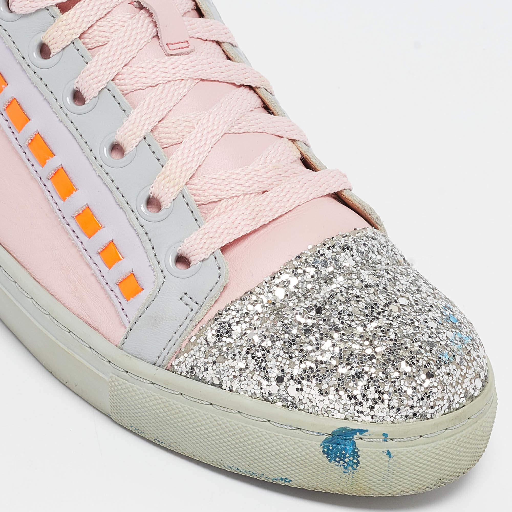 Sophia Webster Multicolor Glitter and Leather Riko Sneakers Size 38.5 For Sale 2
