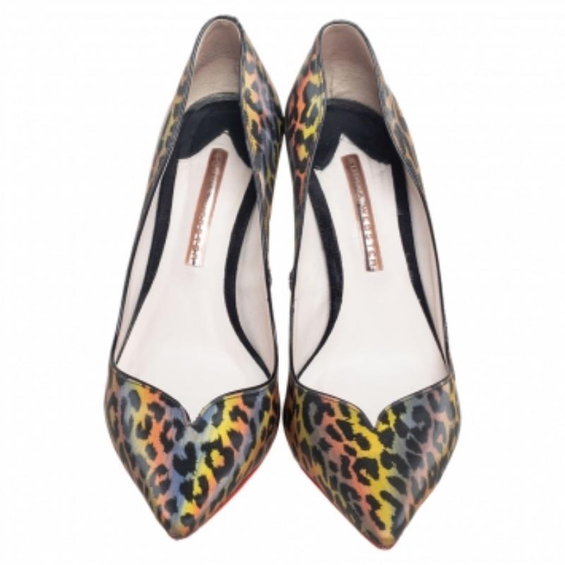 Women's Sophia Webster Multicolor Holographic Leopard Print PVC Izzy Pumps Size 38