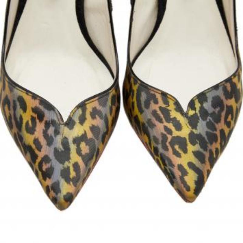 Sophia Webster Multicolor Holographic Leopard Print PVC Izzy Pumps Size 38 3