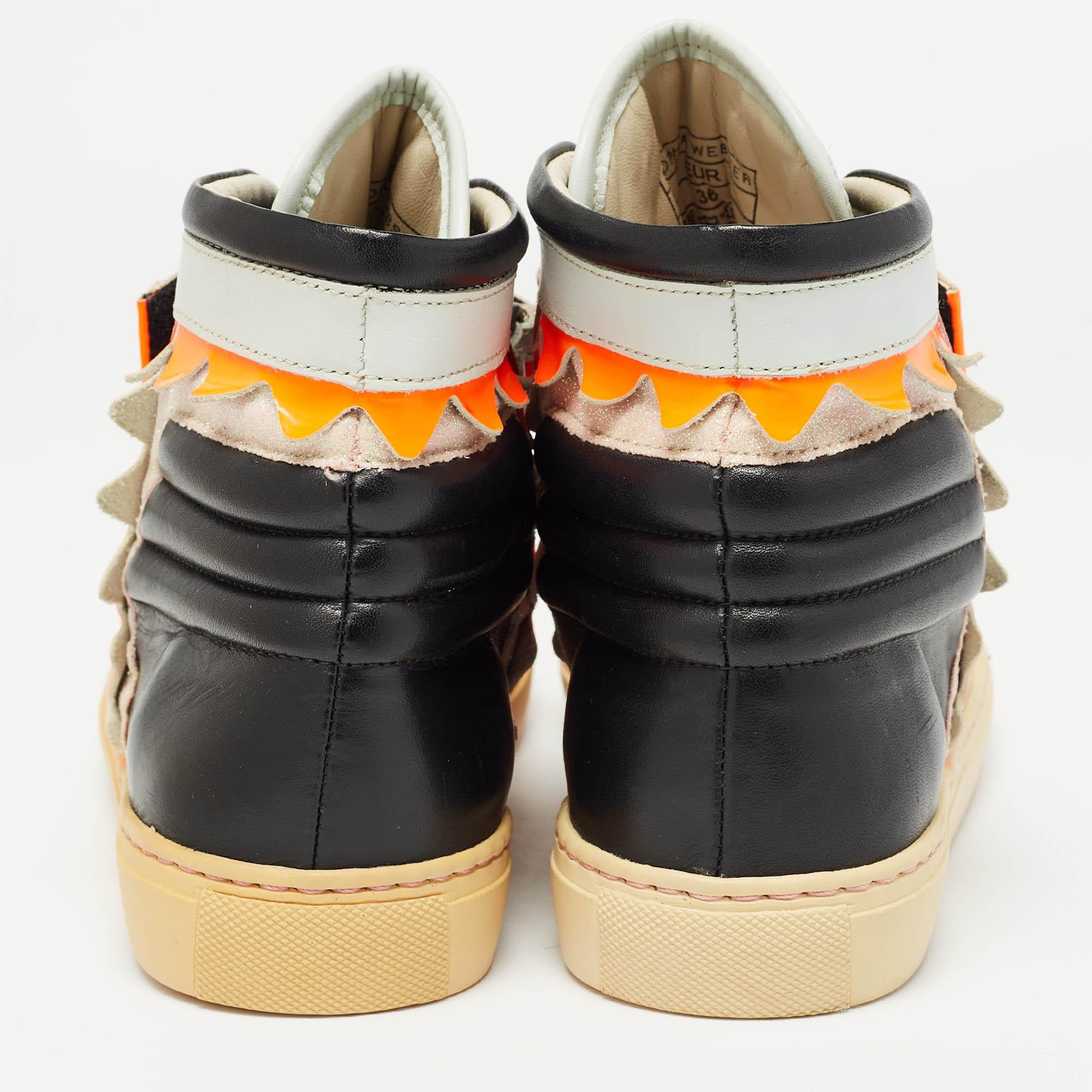 Women's Sophia Webster Multicolor Leather and Glitter Riko High Top Sneakers Size 36 For Sale