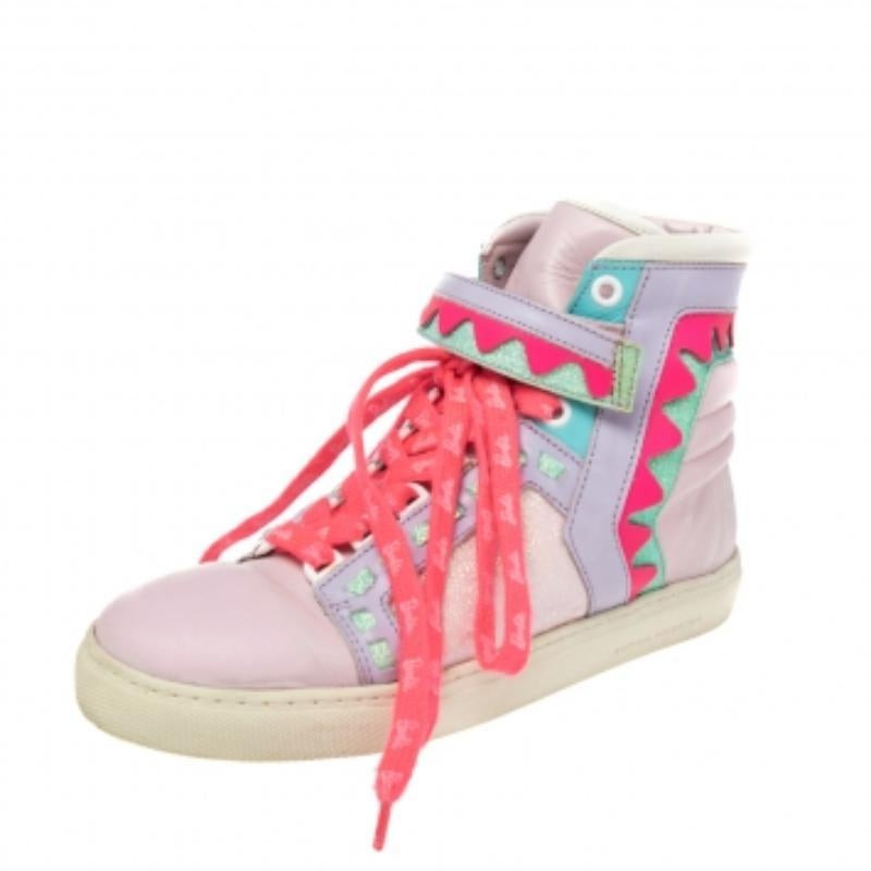Baskets hautes Riko Sophia Webster en cuir multicolore et paillettes, taille 36 en vente 1