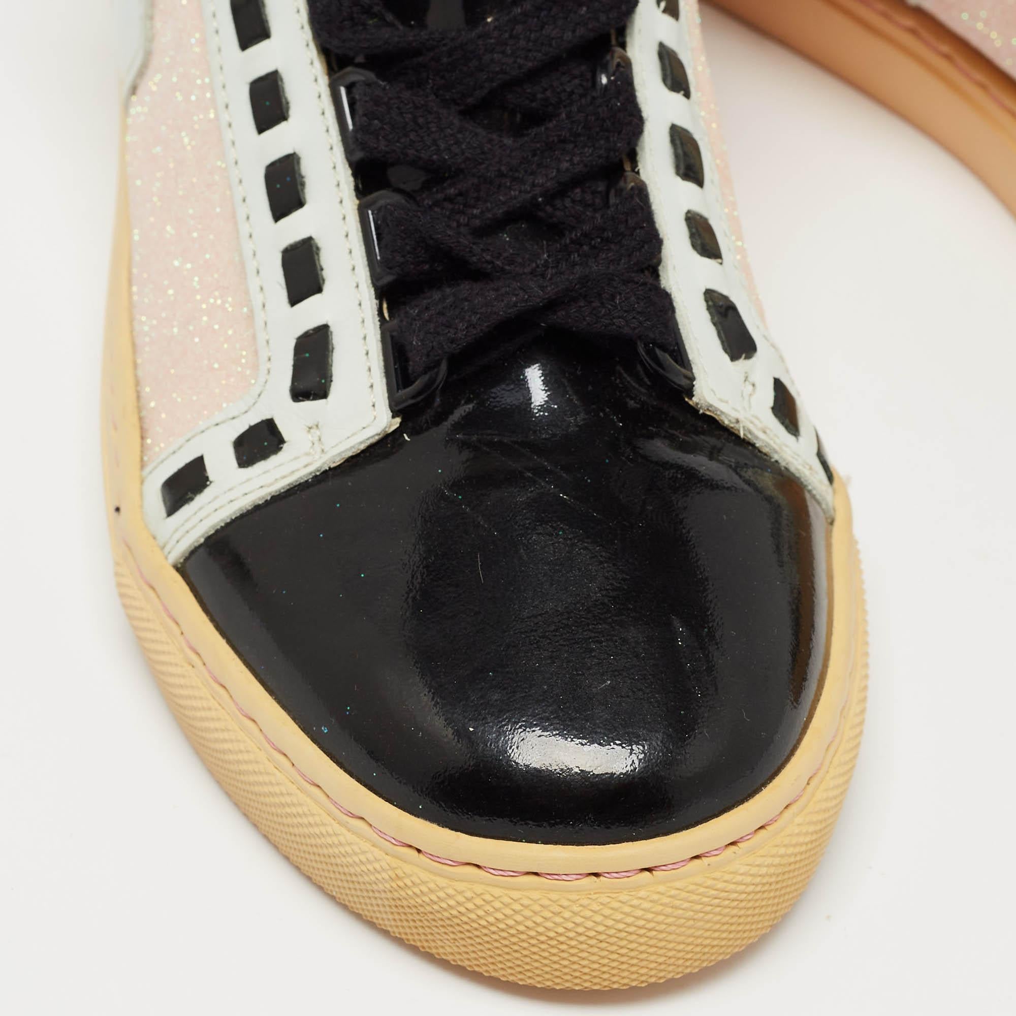 Sophia Webster Multicolor Leather and Glitter Riko High Top Sneakers Size 36 For Sale 3