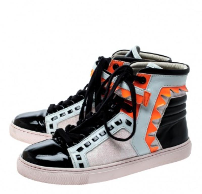 Beige Baskets hautes Riko Sophia Webster en cuir multicolore et paillettes, taille 37 en vente