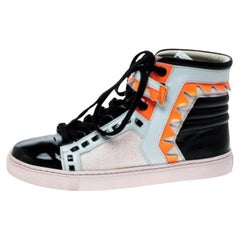 Sophia Webster Multicolor Leather and Glitter Riko High Top Sneakers Size 37