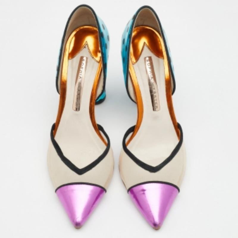 Blue Sophia Webster Multicolor Leather And Mesh Jessica D'Orsay Pumps Size 37 For Sale