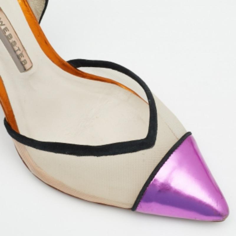 Women's Sophia Webster Multicolor Leather And Mesh Jessica D'Orsay Pumps Size 37 For Sale