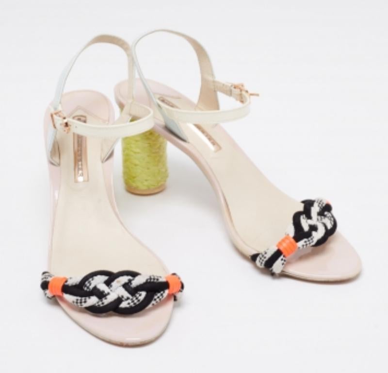 Beige Sophia Webster Multicolor Leather And Patent Ankle Strap Sandals Size 39 For Sale