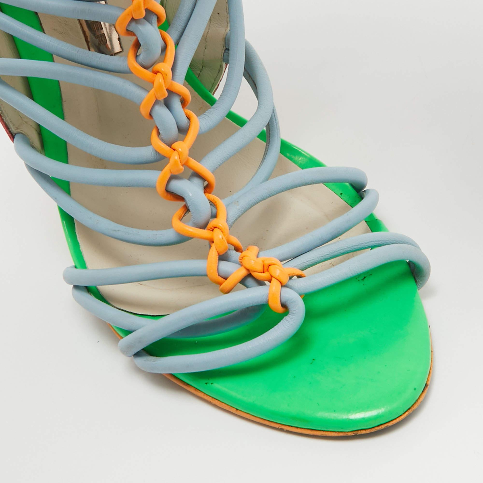 Sophia Webster Multicolor Leather and Suede Lacey Sandals Size 38.5 For Sale 2