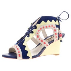 Sophia Webster - Sandales Raya Wedge en cuir et daim multicolores, taille 36