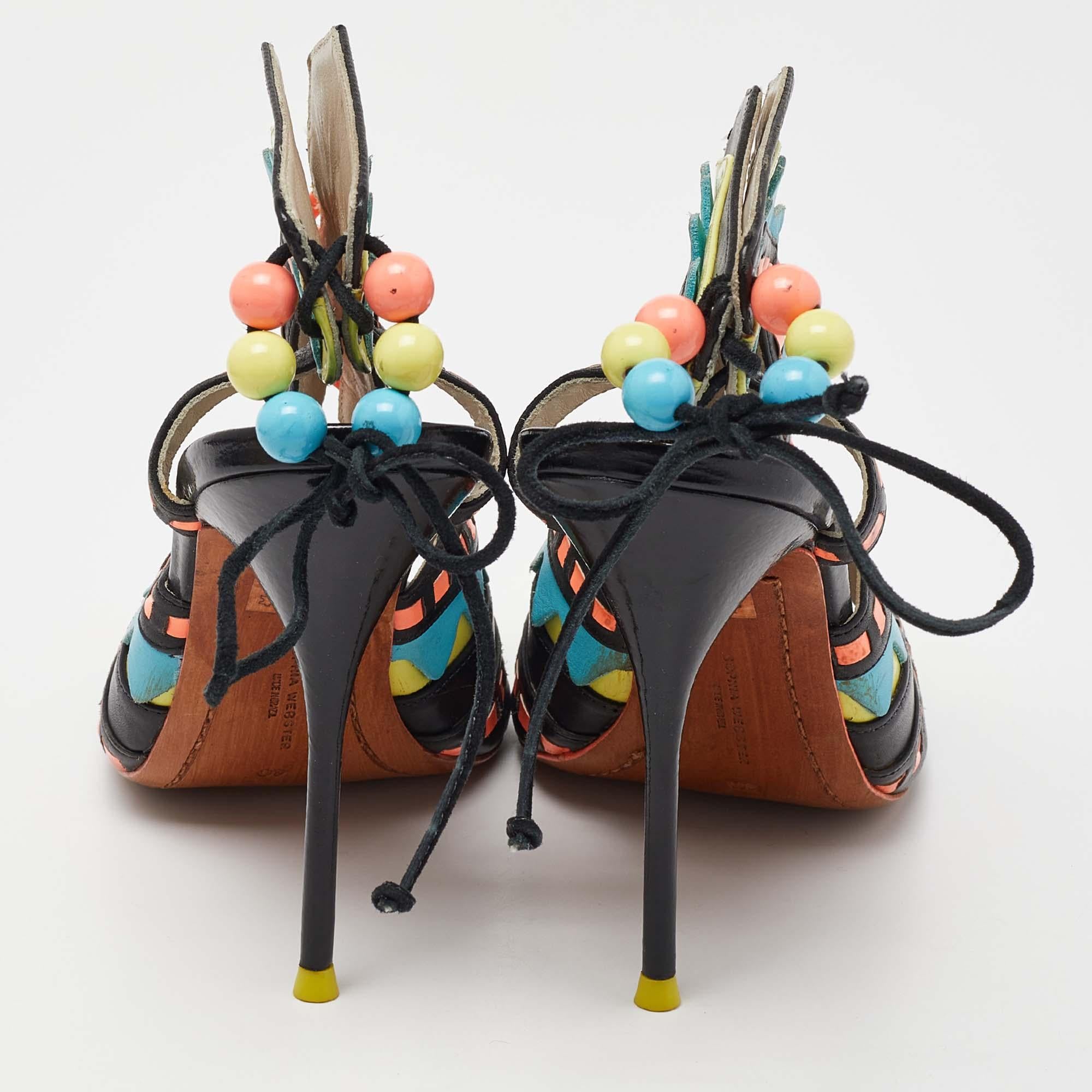 Women's Sophia Webster Multicolor Leather Riko Cut Out Sandals Size 40 For Sale