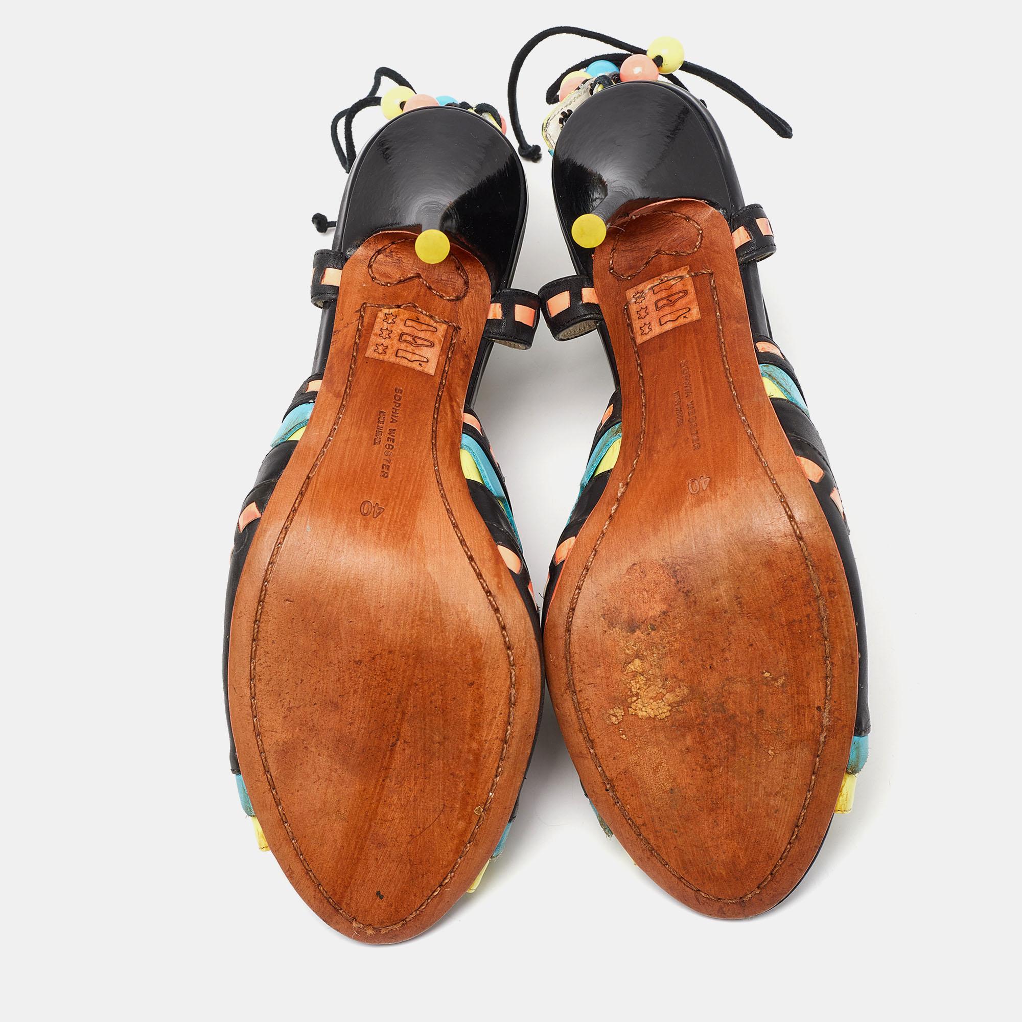 Sophia Webster Multicolor Leather Riko Cut Out Sandals Size 40 For Sale 1