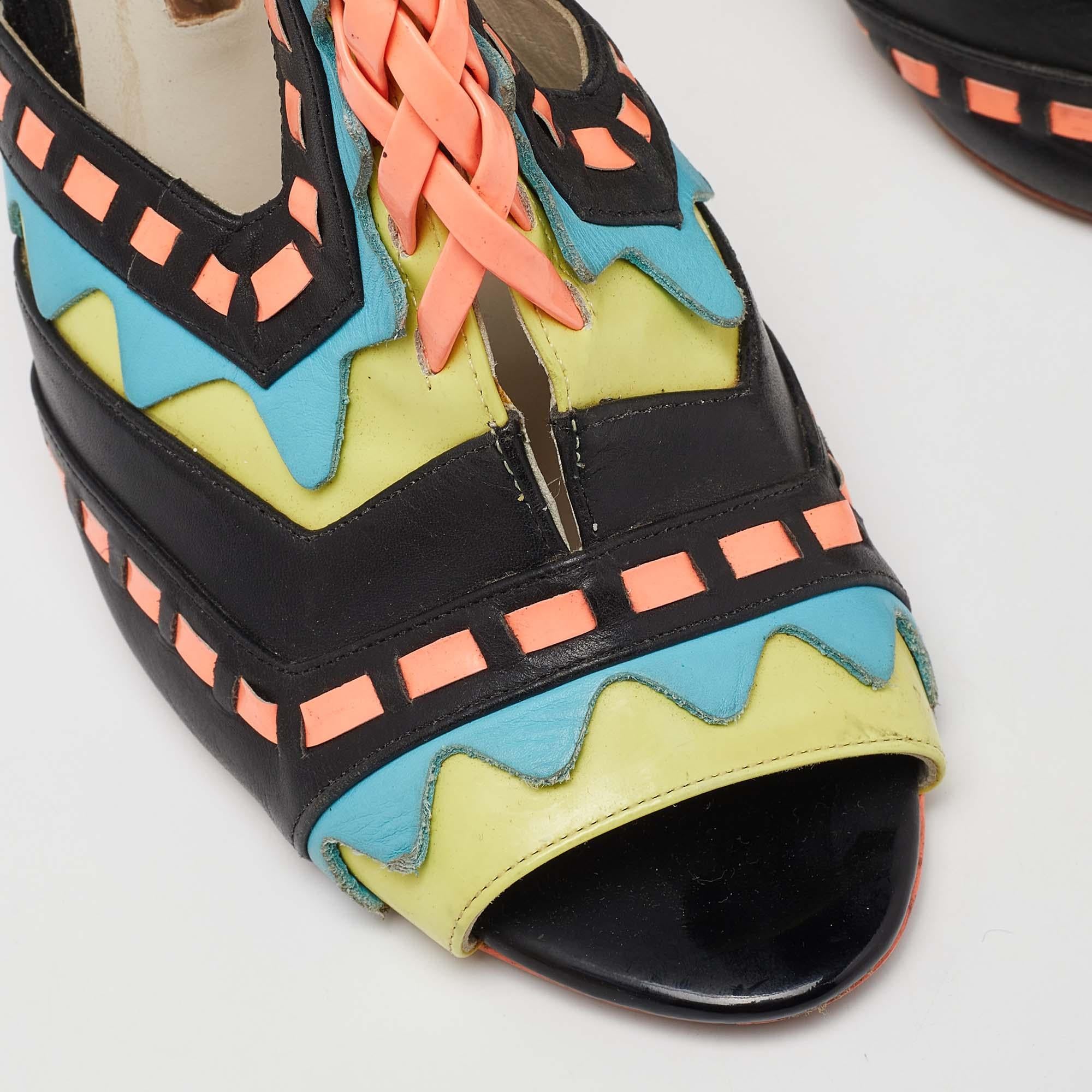 Sophia Webster Multicolor Leather Riko Cut Out Sandals Size 40 For Sale 2