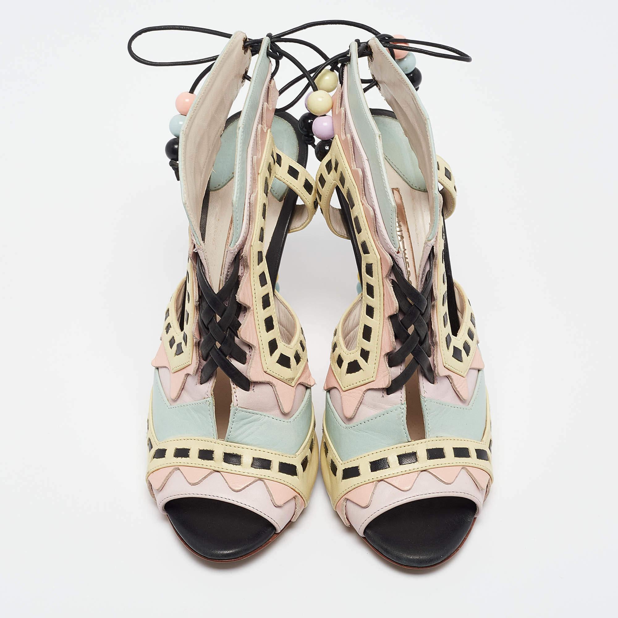 Beige Sophia Webster Multicolor Leather Riko Lace Up Sandals Size 37