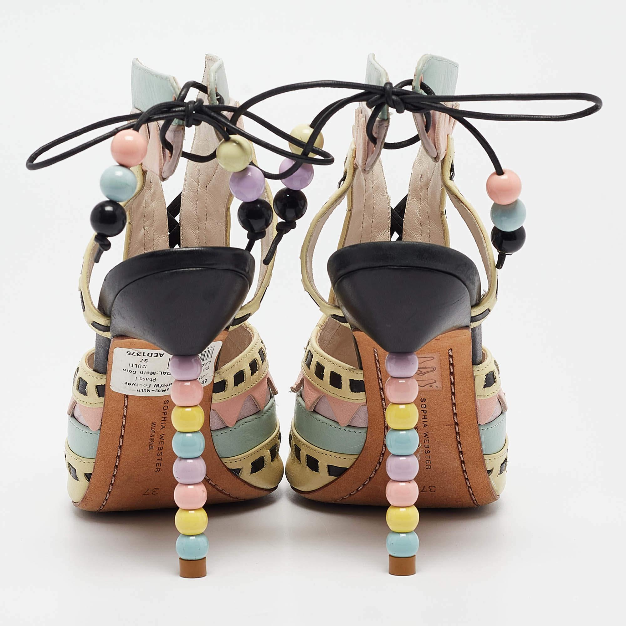 Women's Sophia Webster Multicolor Leather Riko Lace Up Sandals Size 37