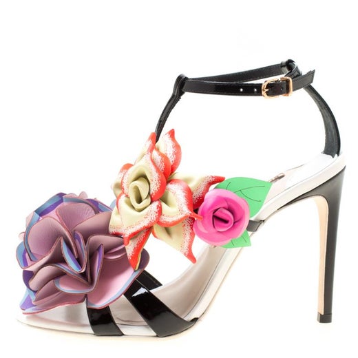 Sophia Webster Multicolor Patent Leather Jumbo Lilico T Strap Sandals Size  38 For Sale at 1stDibs
