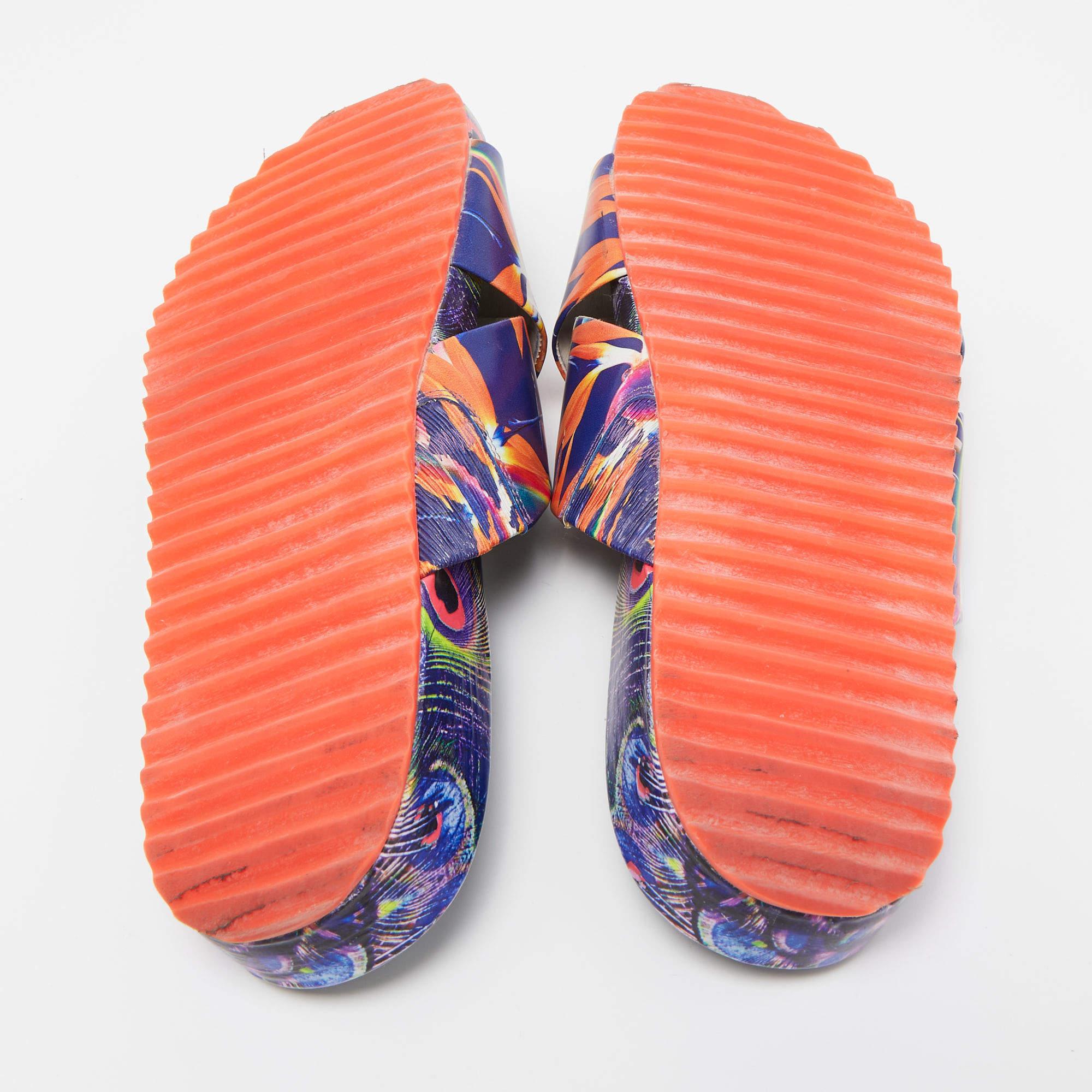 Sophia Webster Multicolor Printed Leather Slides Size 40.5 For Sale 1