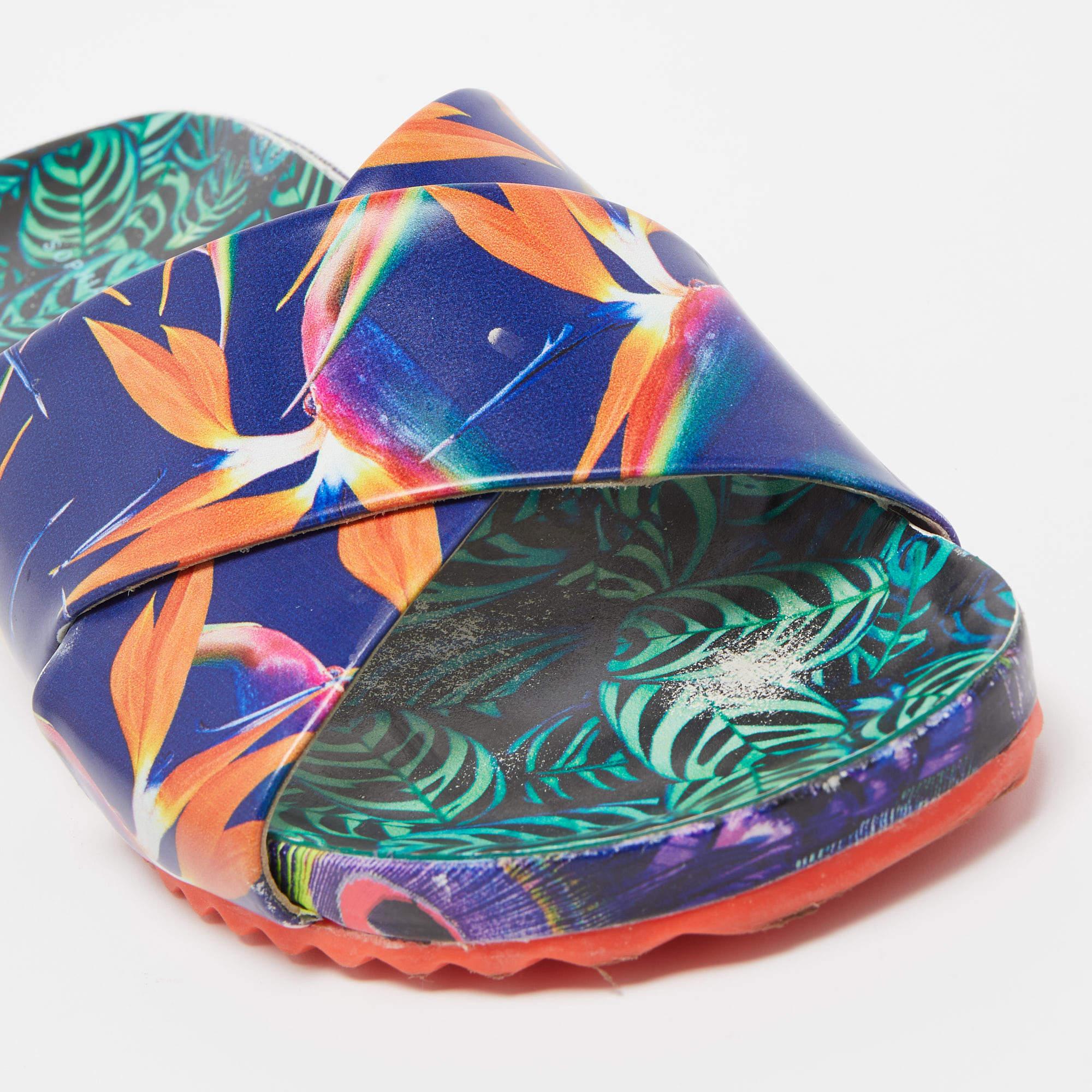Sophia Webster Multicolor Printed Leather Slides Size 40.5 For Sale 3
