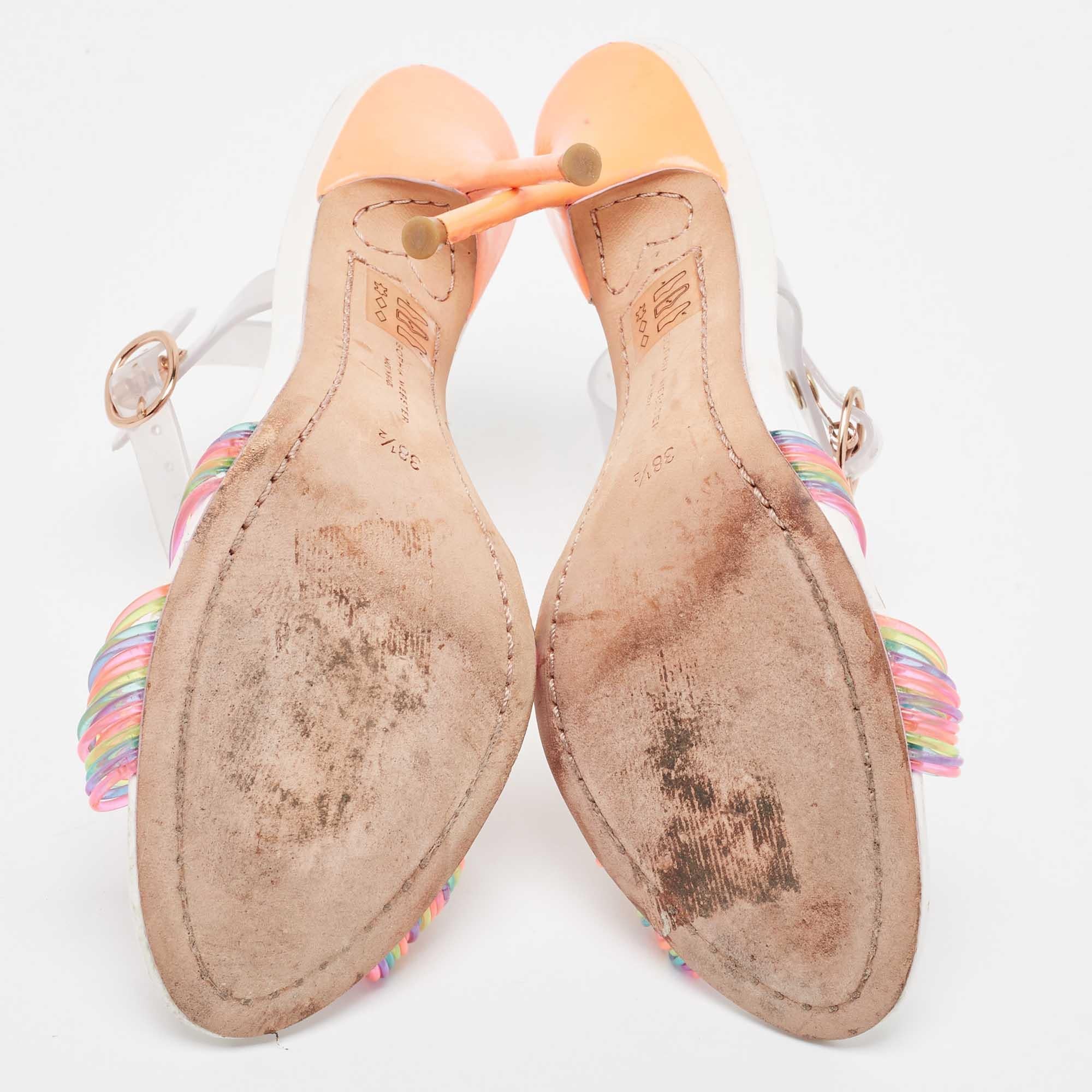 Sophia Webster Mehrfarbige Korallen-Sandalen mit Knöchelriemen aus PVC Größe 38,5 im Angebot 1