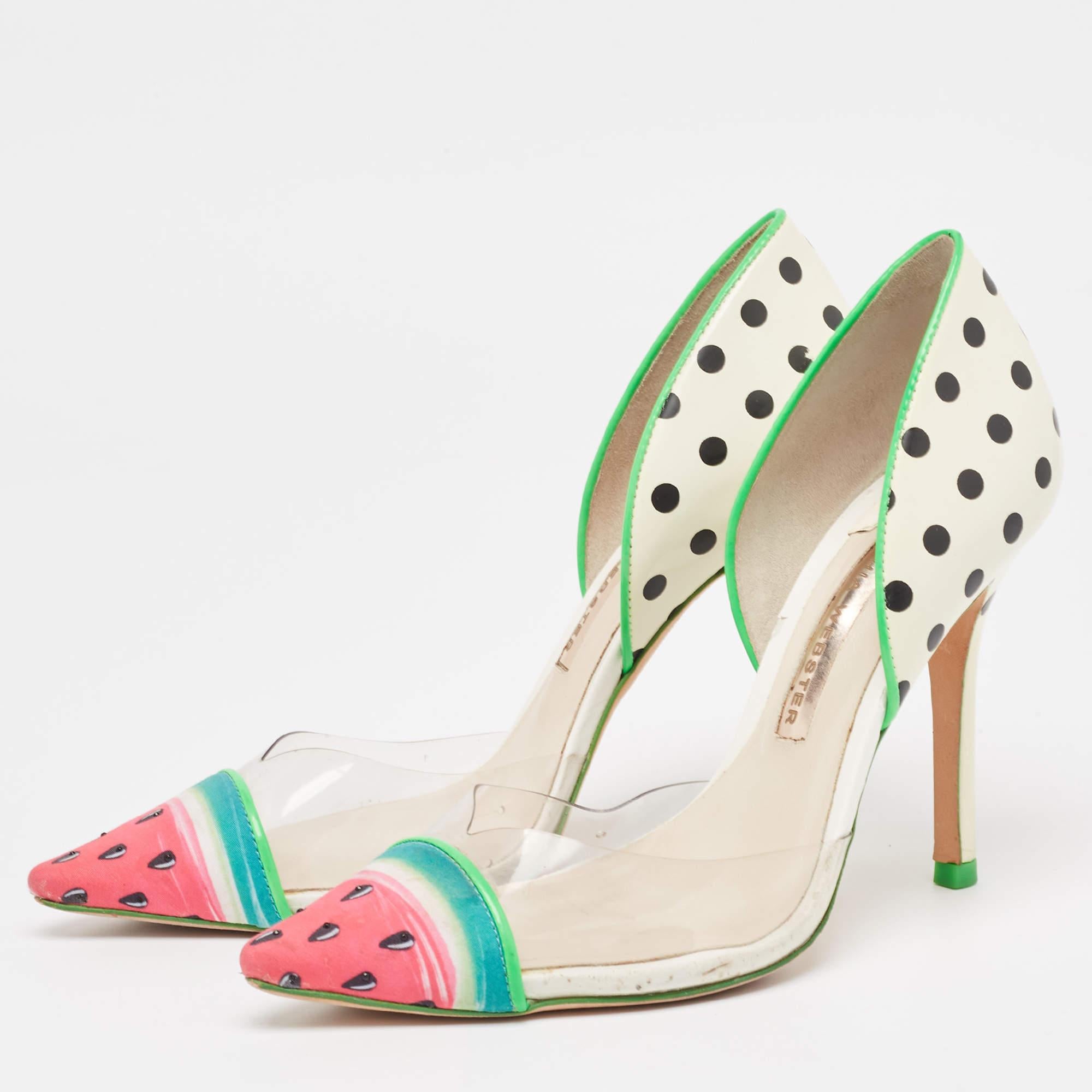 When it comes to quirky designs Sophia Webster tops our list Taking inspiration from the watermelon fruit these multicolor Jessica Watermelon pumps are crafted from patent leather and PVC and feature an elegant silhouette. They flaunt pointed toes