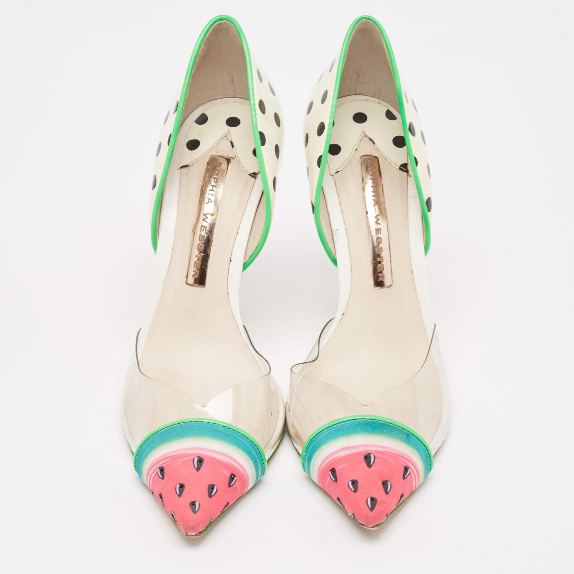 Beige Sophia Webster Multicolor PVC & Patent Leather Jessica Watermelon Pumps Size 37 For Sale