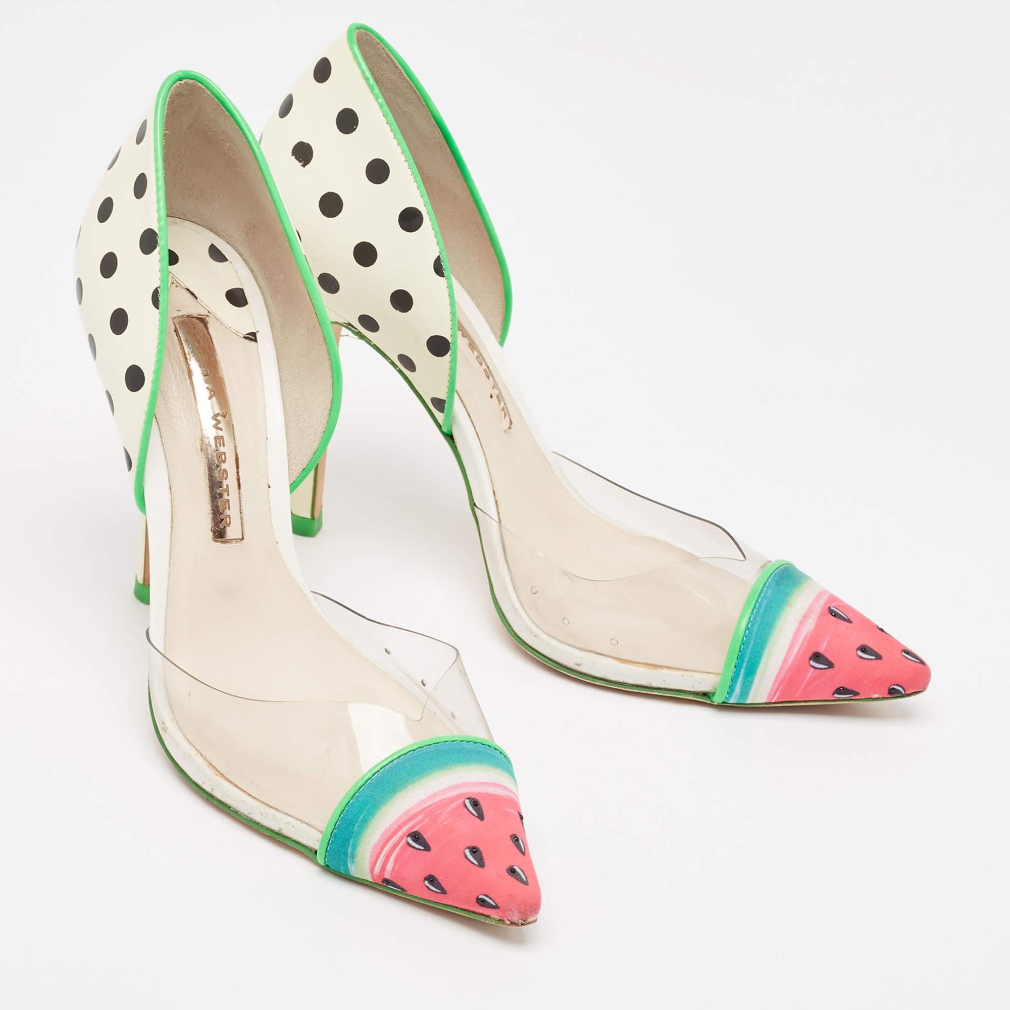 Sophia Webster Multicolor PVC & Patent Leather Jessica Watermelon Pumps Size 37 In Fair Condition For Sale In Dubai, Al Qouz 2