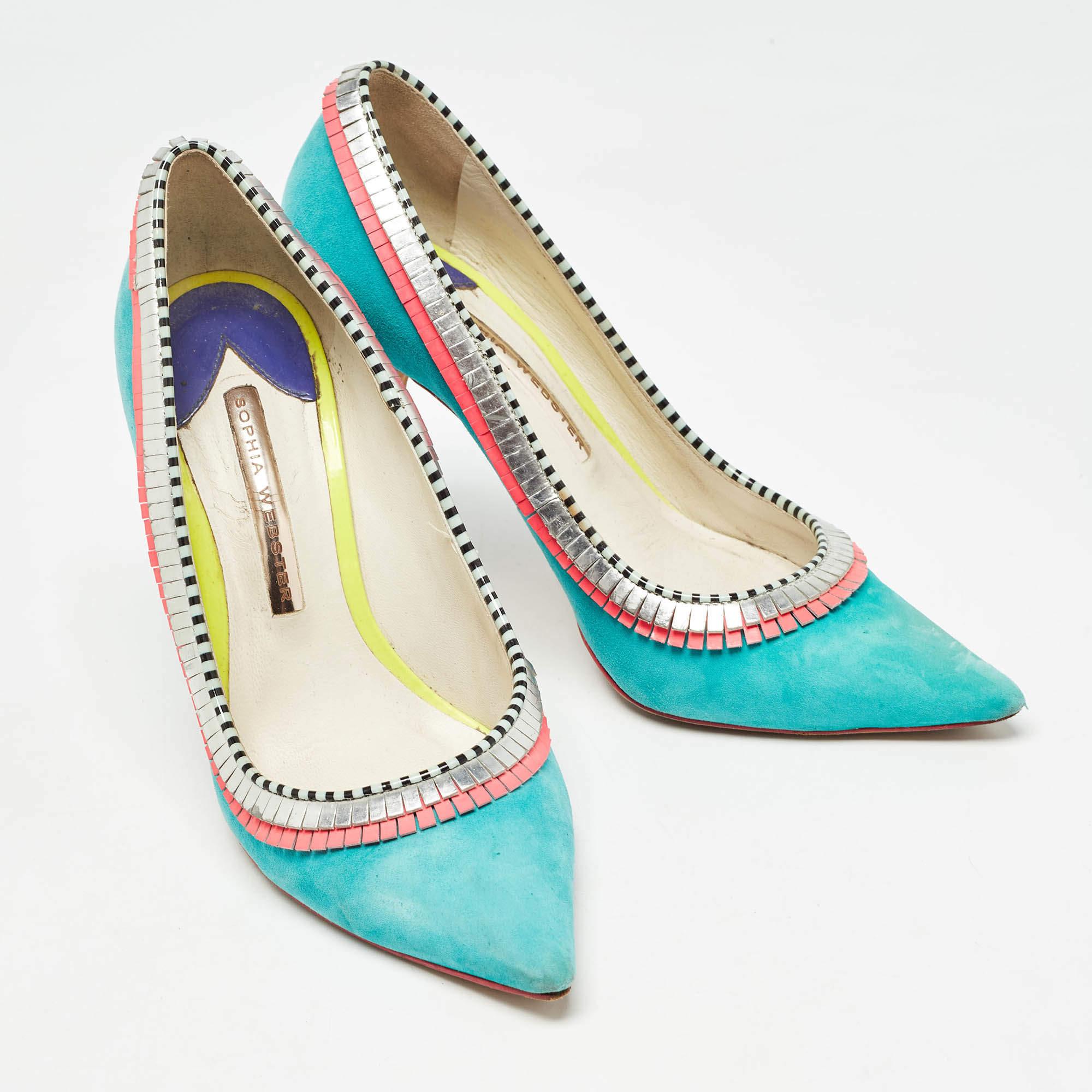 Sophia Webster escarpins à bout pointu en daim et cuir multicolore, taille 37 Bon état - En vente à Dubai, Al Qouz 2
