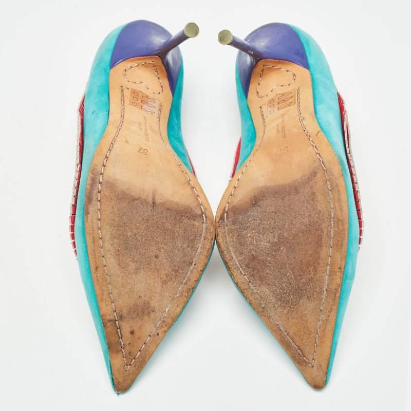 Sophia Webster escarpins à bout pointu en daim et cuir multicolore, taille 37 en vente 1