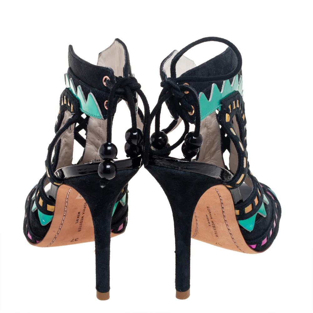 Women's Sophia Webster Multicolor Suede And Leather Riko Cutout Sandals Size 37