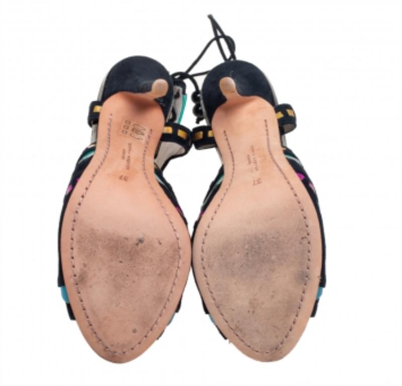 Sophia Webster Mehrfarbige Riko Cutout-Sandalen aus Wildleder und Leder Größe 37 im Angebot 2