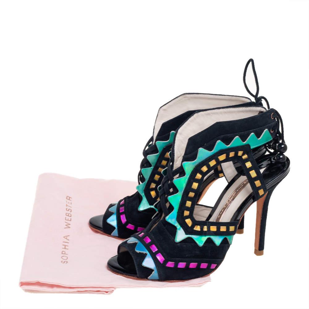 Sophia Webster Multicolor Suede And Leather Riko Cutout Sandals Size 37 4