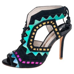 Sophia Webster Mehrfarbige Riko Cutout-Sandalen aus Wildleder und Leder Größe 37