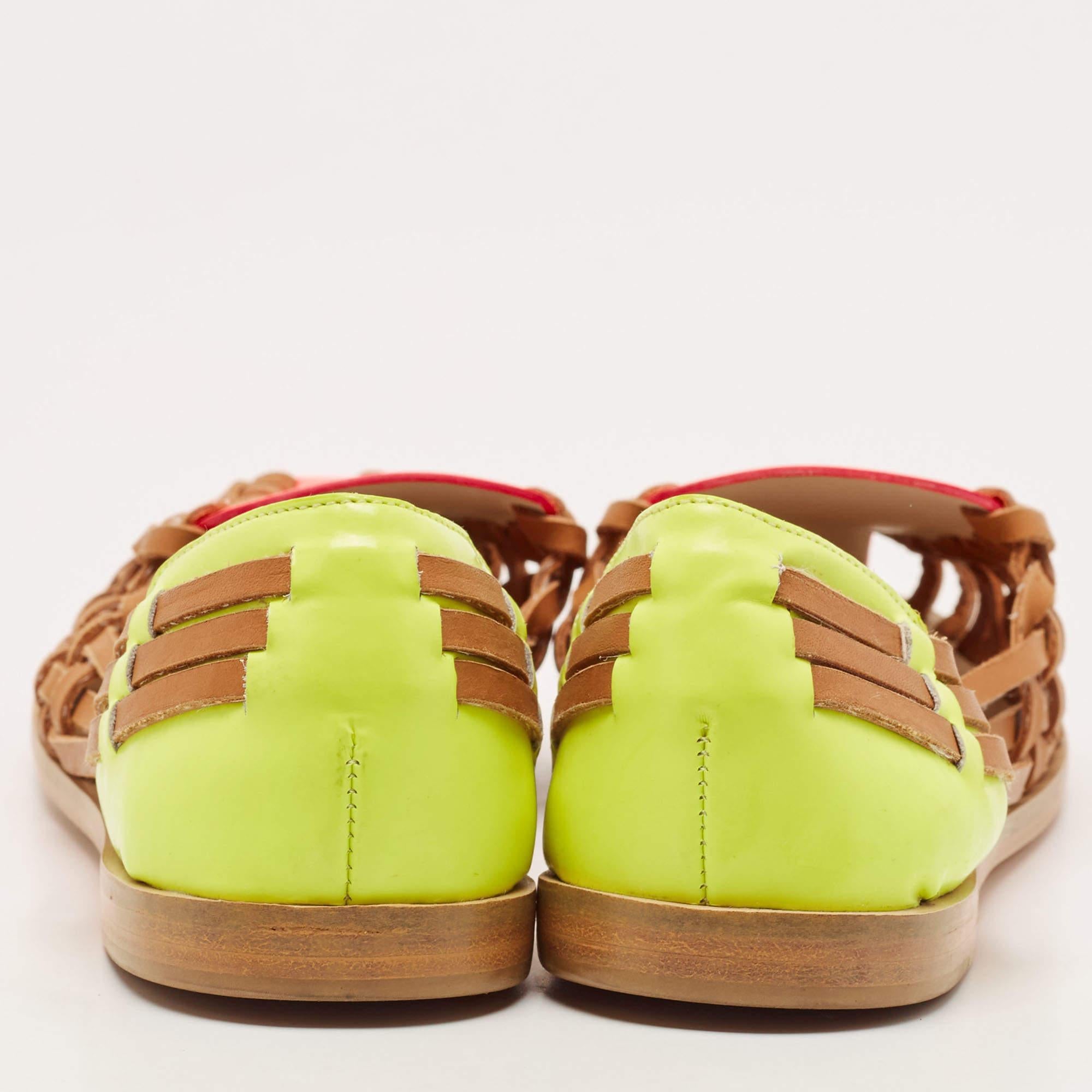 Women's Sophia Webster Multicolor Woven Leather and Patent Loafers Size 36 For Sale
