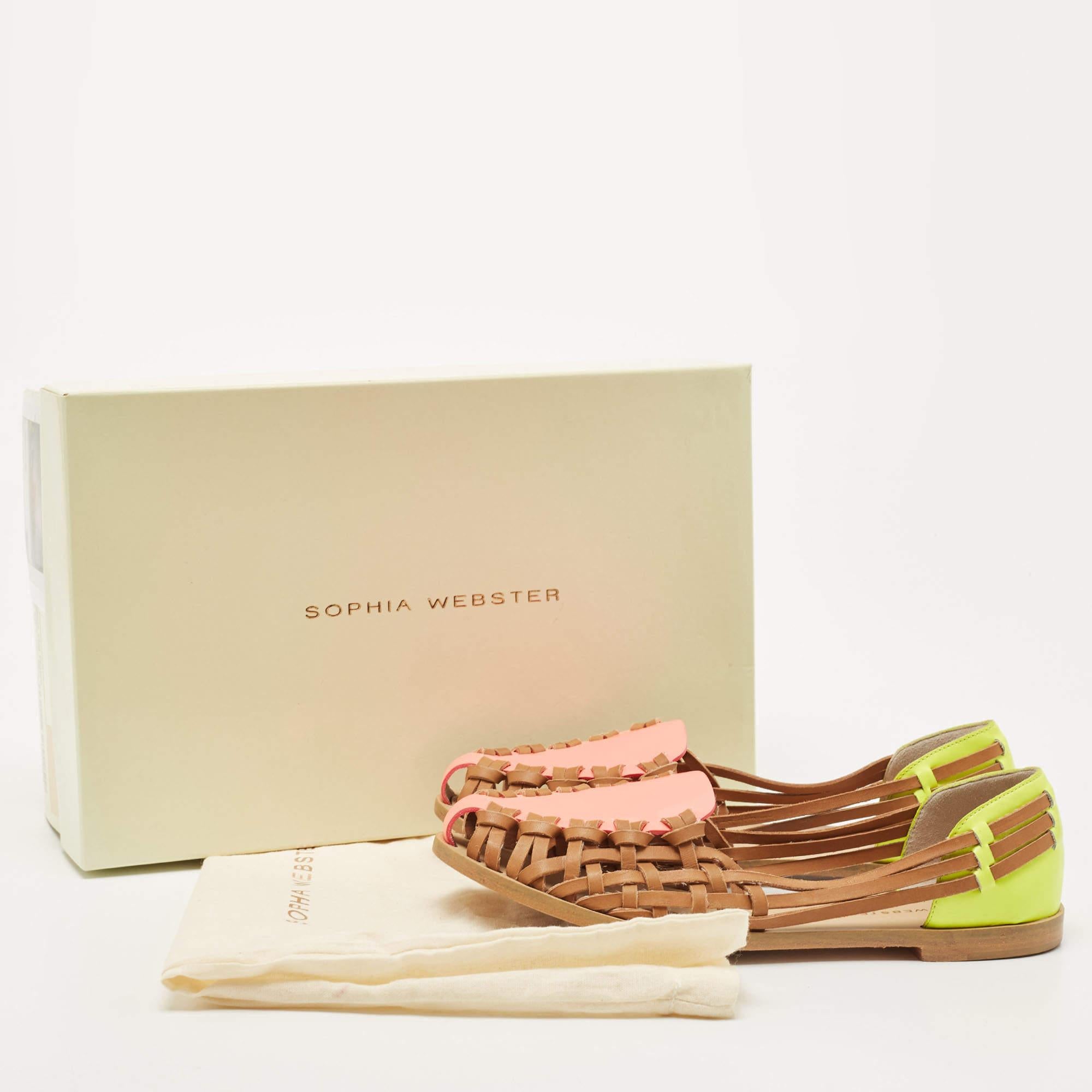 Sophia Webster Multicolor Woven Leather and Patent Loafers Size 36 For Sale 4