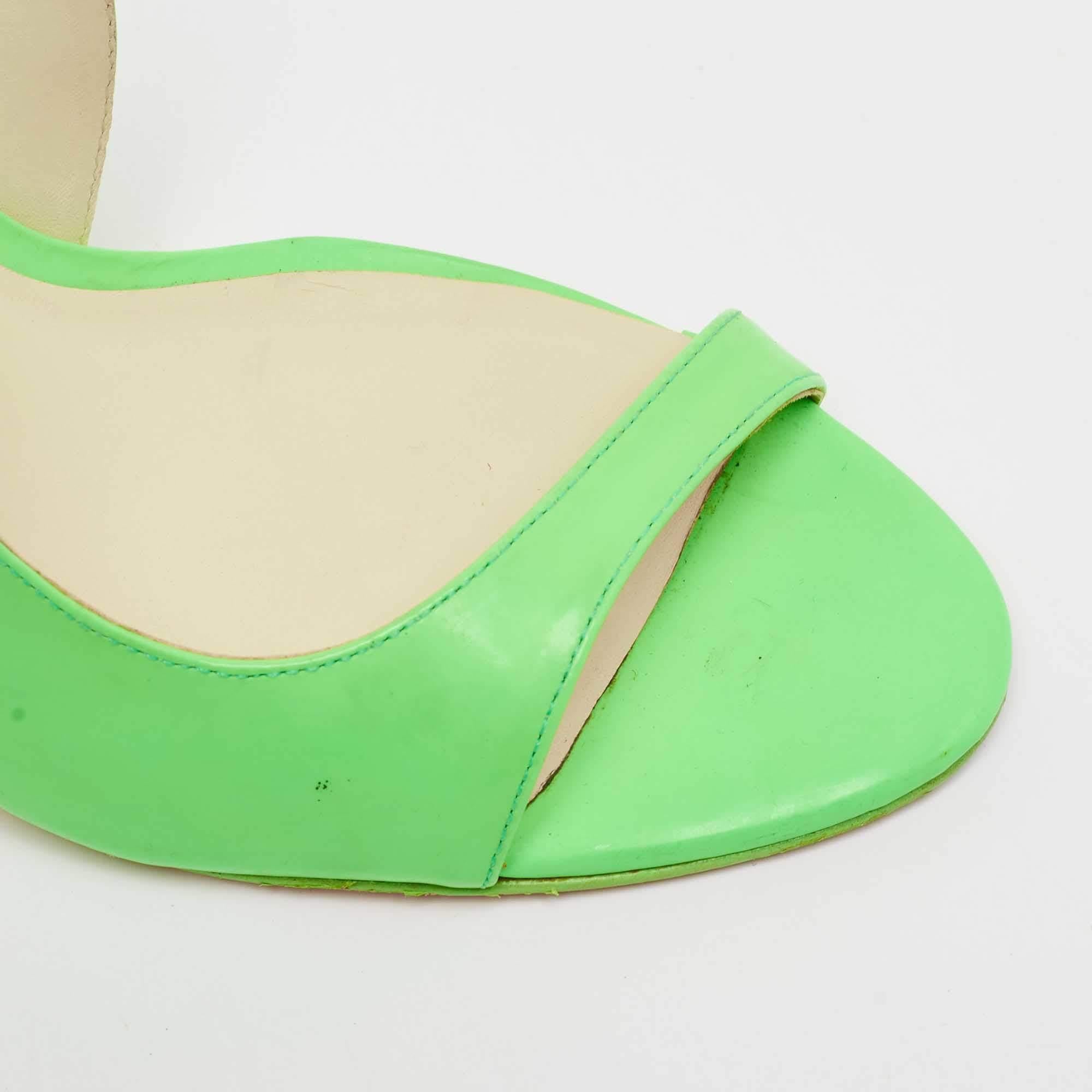 Sophia Webster Neon Green Leather Slingback D'orsay Sandals Size 39 For Sale 3