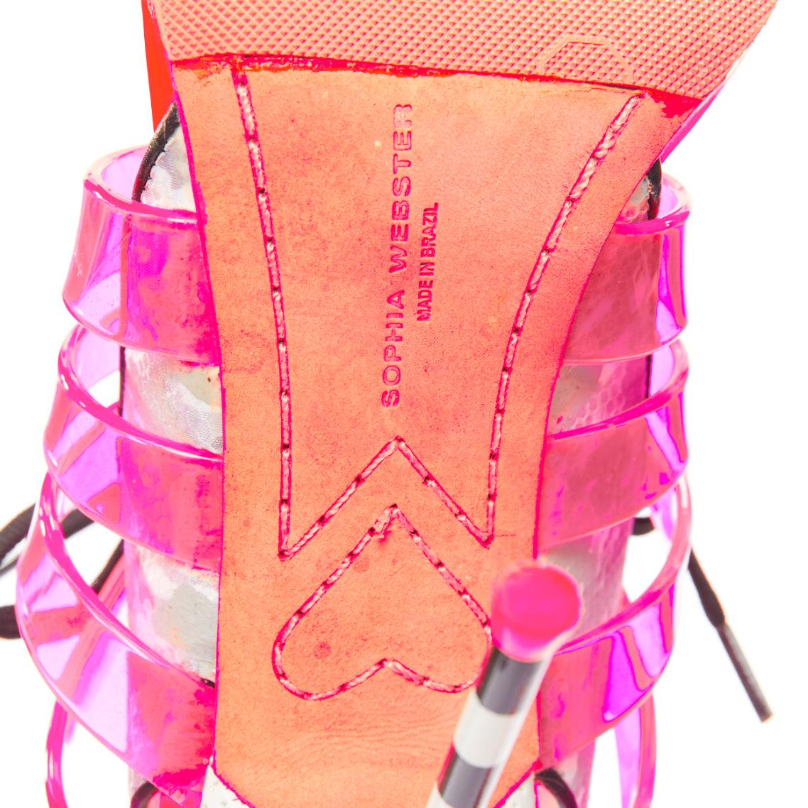 SOPHIA WEBSTER neon pink sneaker inspired ankle strap open oe sandal EU37-38 For Sale 6