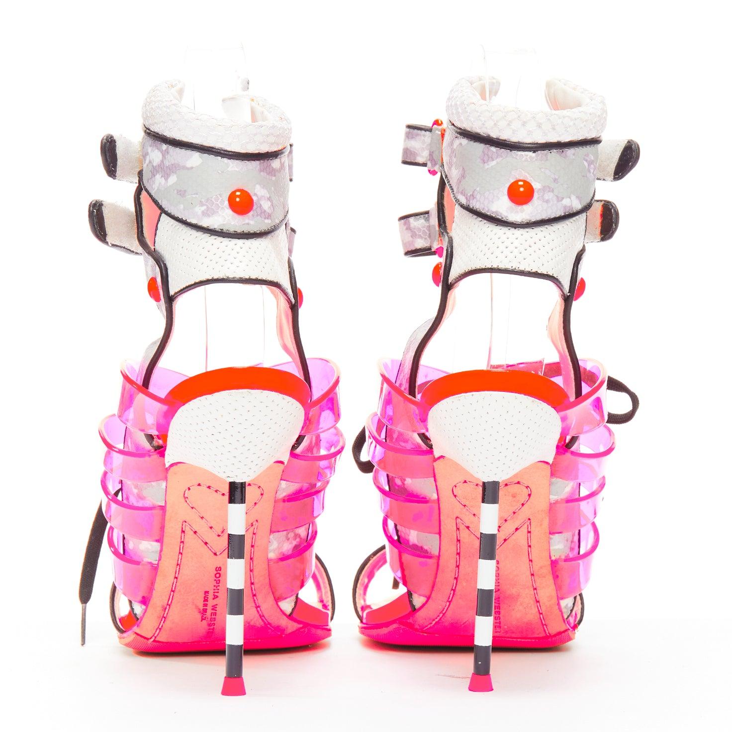 SOPHIA WEBSTER neon pink sneaker inspired ankle strap open oe sandal EU37-38 For Sale 1