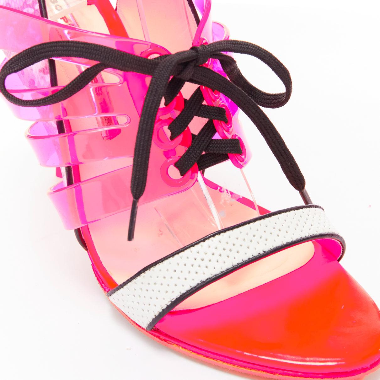 SOPHIA WEBSTER neon pink sneaker inspired ankle strap open oe sandal EU37-38 For Sale 3