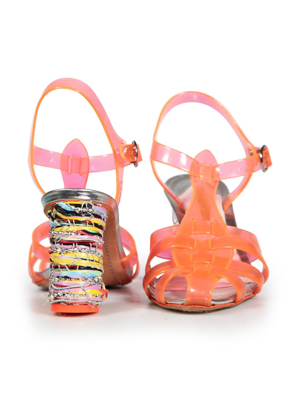 Sophia Webster Orange Heeled Jelly Sandals Size IT 37 In Good Condition For Sale In London, GB