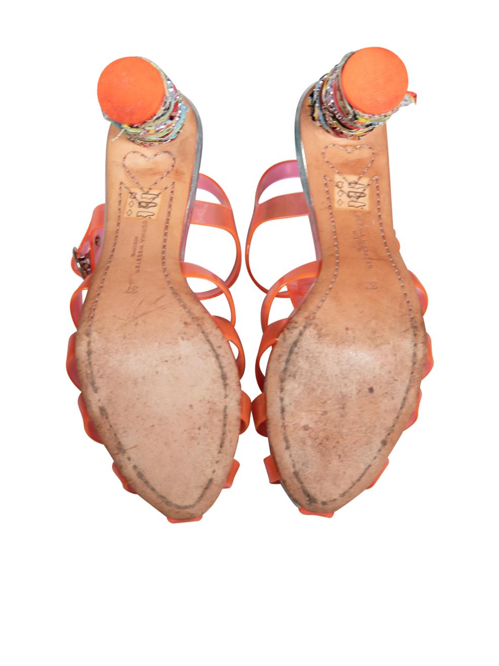 Women's Sophia Webster Orange Heeled Jelly Sandals Size IT 37 For Sale