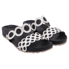 Sandali slip-on traforati di Sophia Webster in pelle bianca e nera