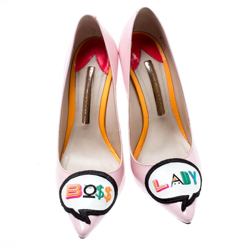 These pumps from Sophia Webster have come straight from a shoe lover's dream. Crafted from pink leather and balanced on 10.5 cm heels, the pumps are glossy and gorgeous! They are enhanced with patches of 