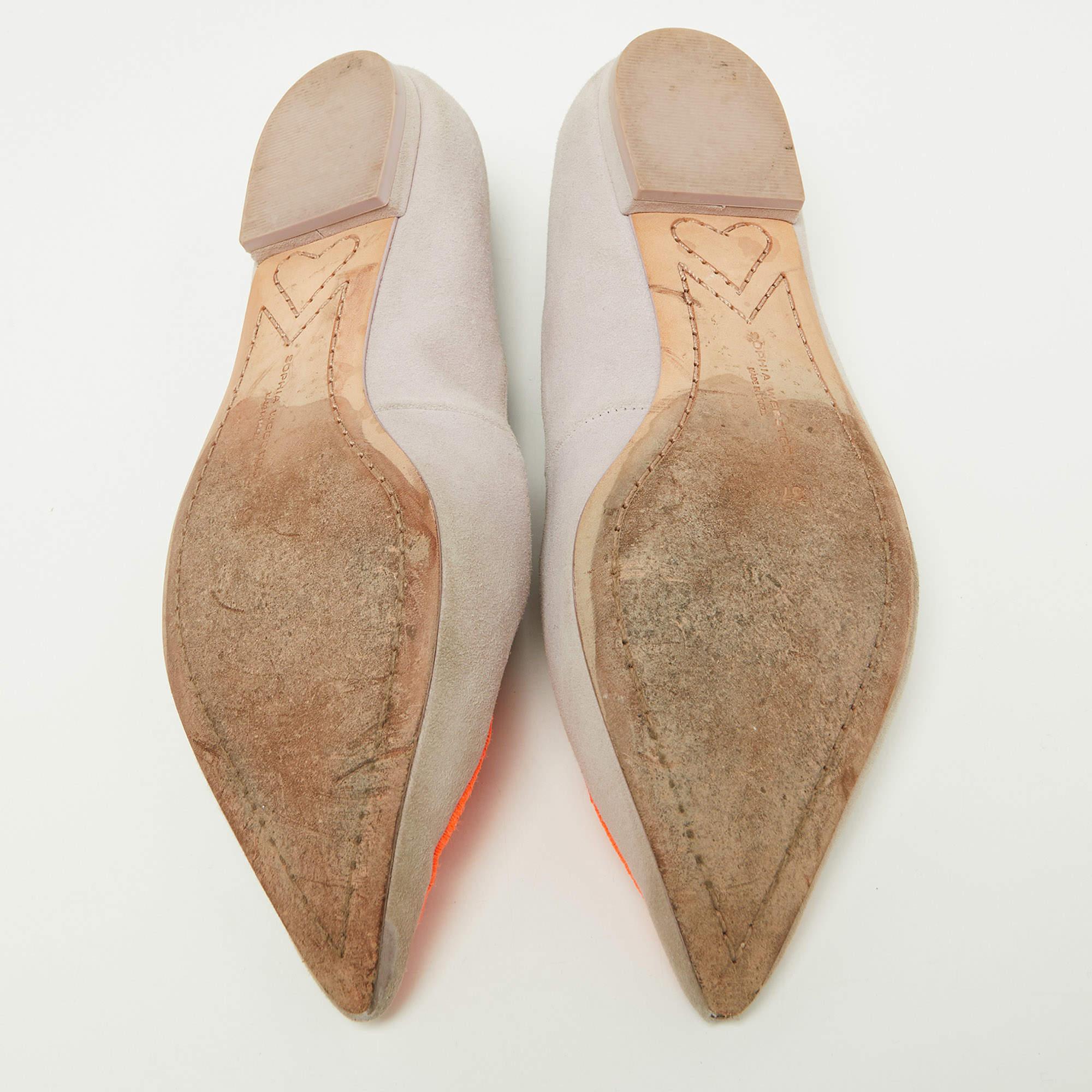 Sophia Webster Pink/Orange Suede Bibi Butterfly Pointed Toe Ballet Flats Size 37 For Sale 1