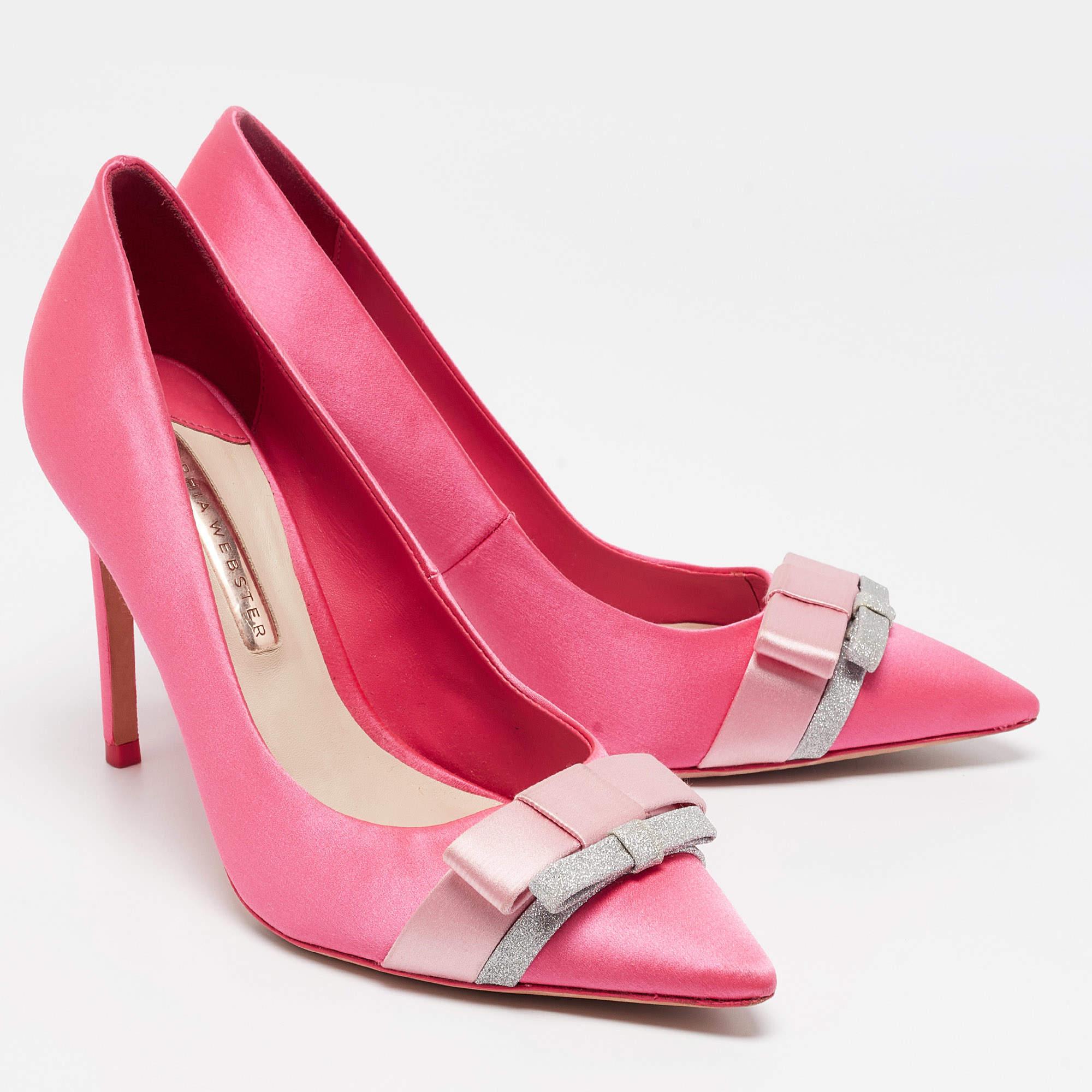 Women's Sophia Webster Pink Satin Bow Pumps Size 38.5