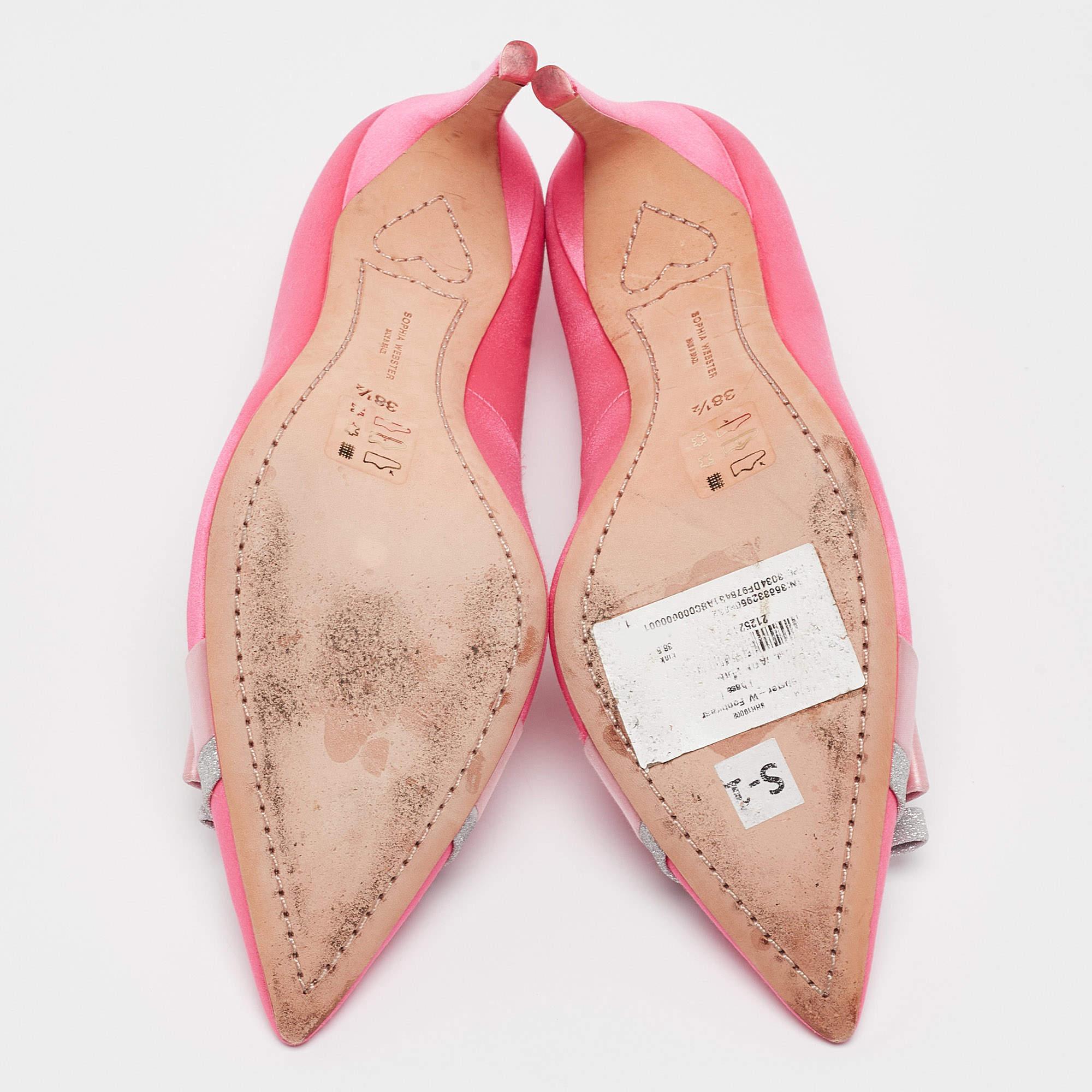 Sophia Webster Pink Satin Bow Pumps Size 38.5 2