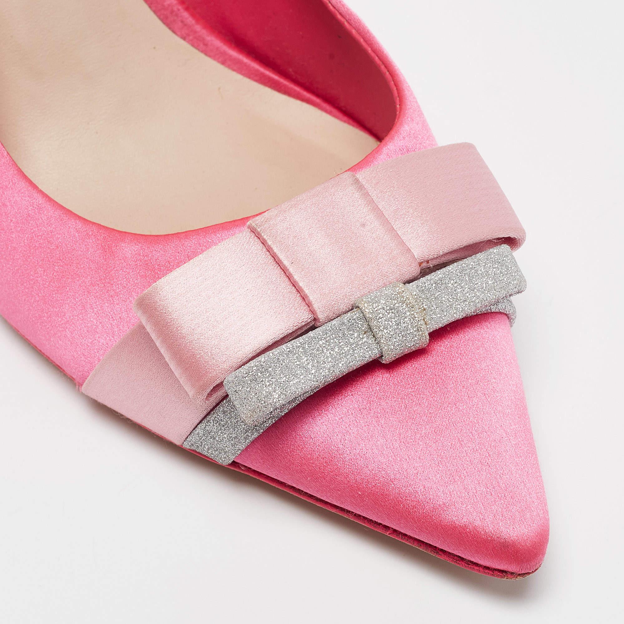 Sophia Webster Pink Satin Bow Pumps Size 38.5 3