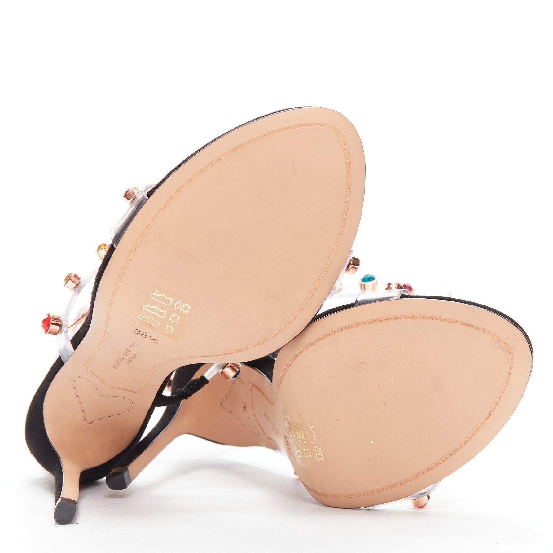SOPHIA WEBSTER Rosalind 100 multicolore gem crystal PVC strappy heels EU38.5 en vente 6