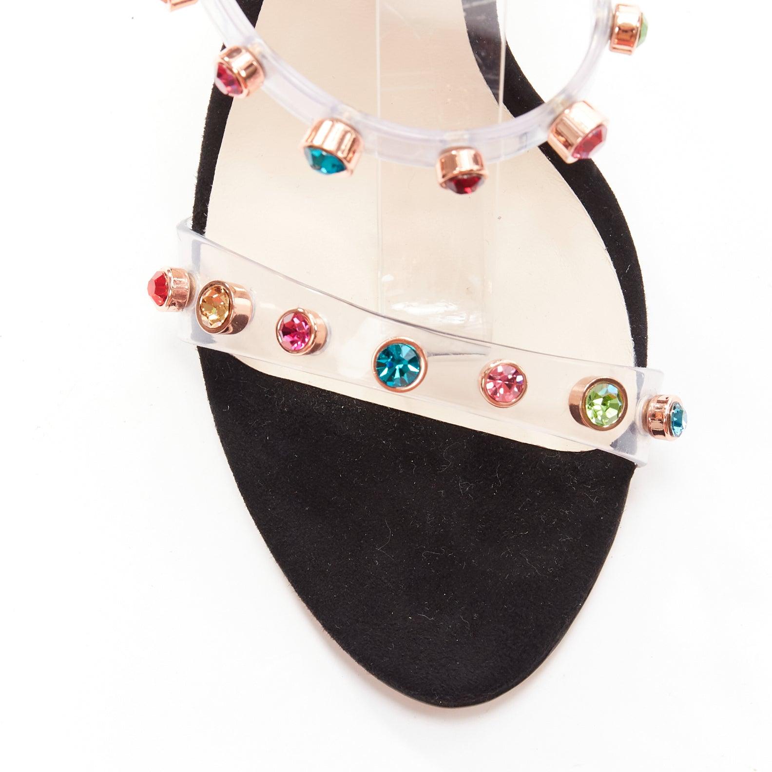 SOPHIA WEBSTER Rosalind 100 multicolore gem crystal PVC strappy heels EU38.5 en vente 1