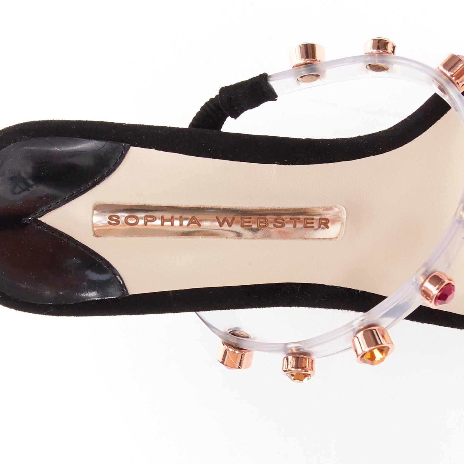 SOPHIA WEBSTER Rosalind 100 multicolore gem crystal PVC strappy heels EU38.5 en vente 4
